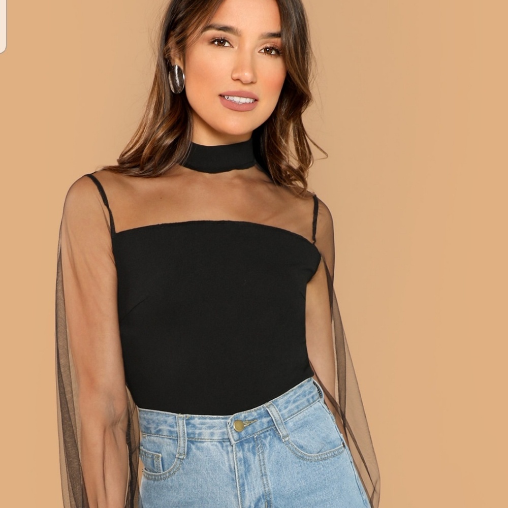 Sheer yoke blouse